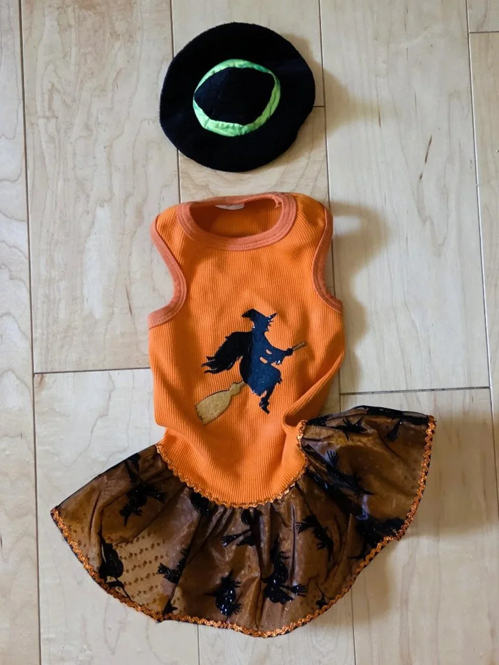 Cat Halloween Costume Dress with a Hat and Artificial Silver Lushes